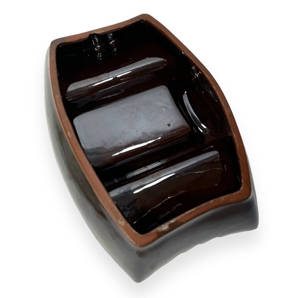 Vintage MCM Cal Style Brown Drip Glaze Pottery Ashtray Rectangle Retro - Picture 4 of 10